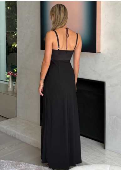 Black Cut-Out Bustier Maxi Dress