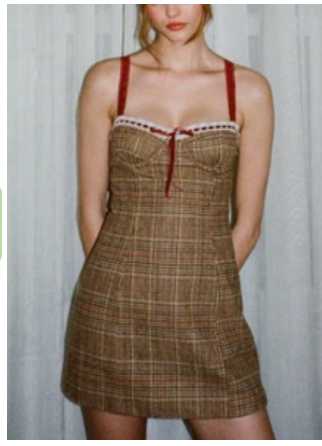 Plaid Bustier Mini Dress with Lace Straps