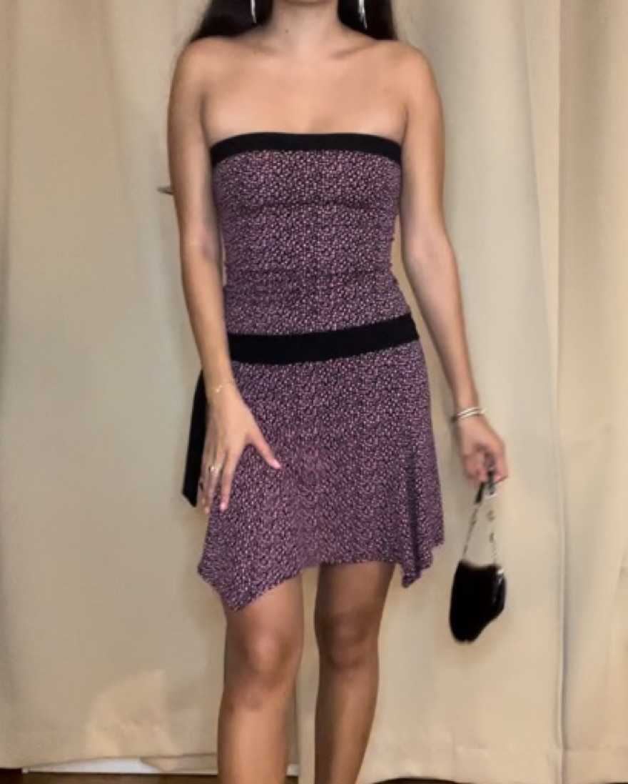 Y2K Strapless Pink And Black Dress