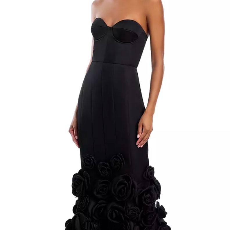 AQUA X ANGELICA HICKS Black Flower Gown