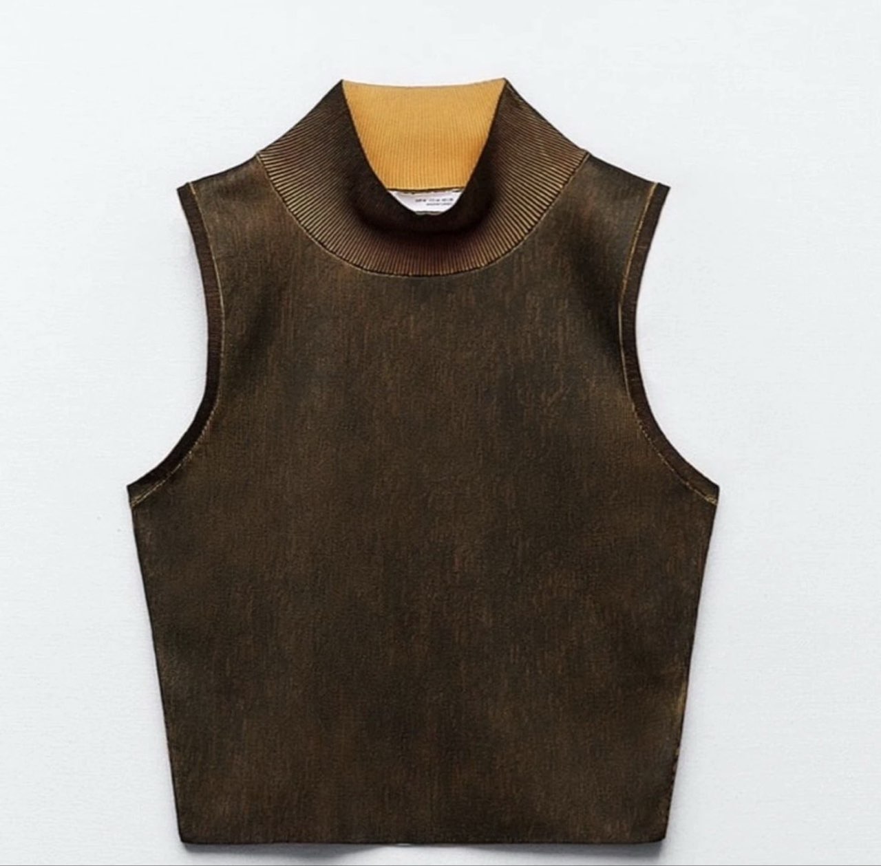 ZARA Ribbed Mock Neck Crop Top