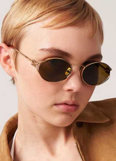 Miu Miu Gold Oval Sunglasses