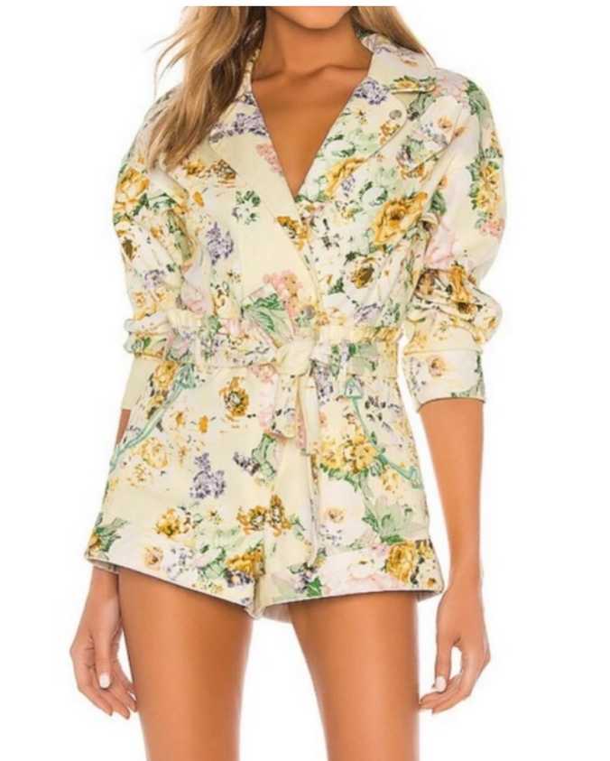 Light Yellow Floral Romper