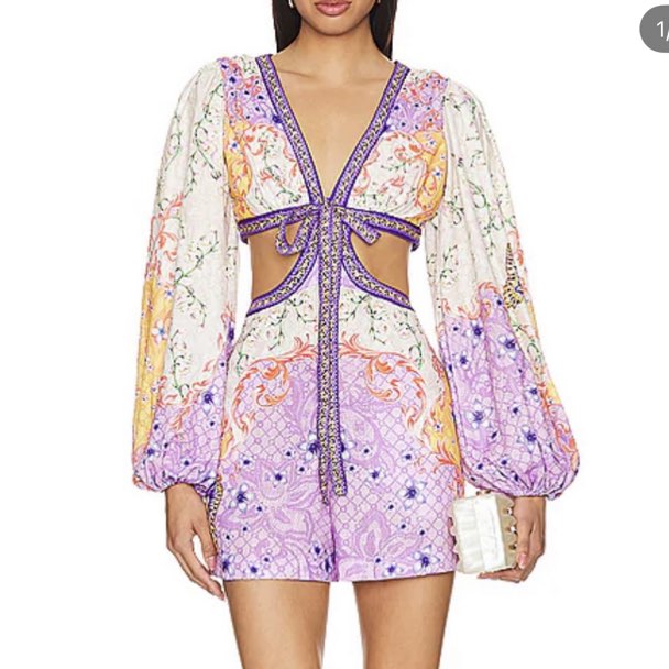AGUA BENDITA Ornate Print Cut-Out Romper