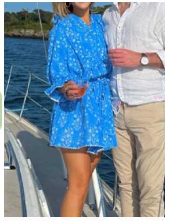 Blue Floral Tie-Waist Mini Dress