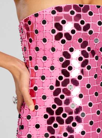 Pink Sequin Strapless Mini Dress