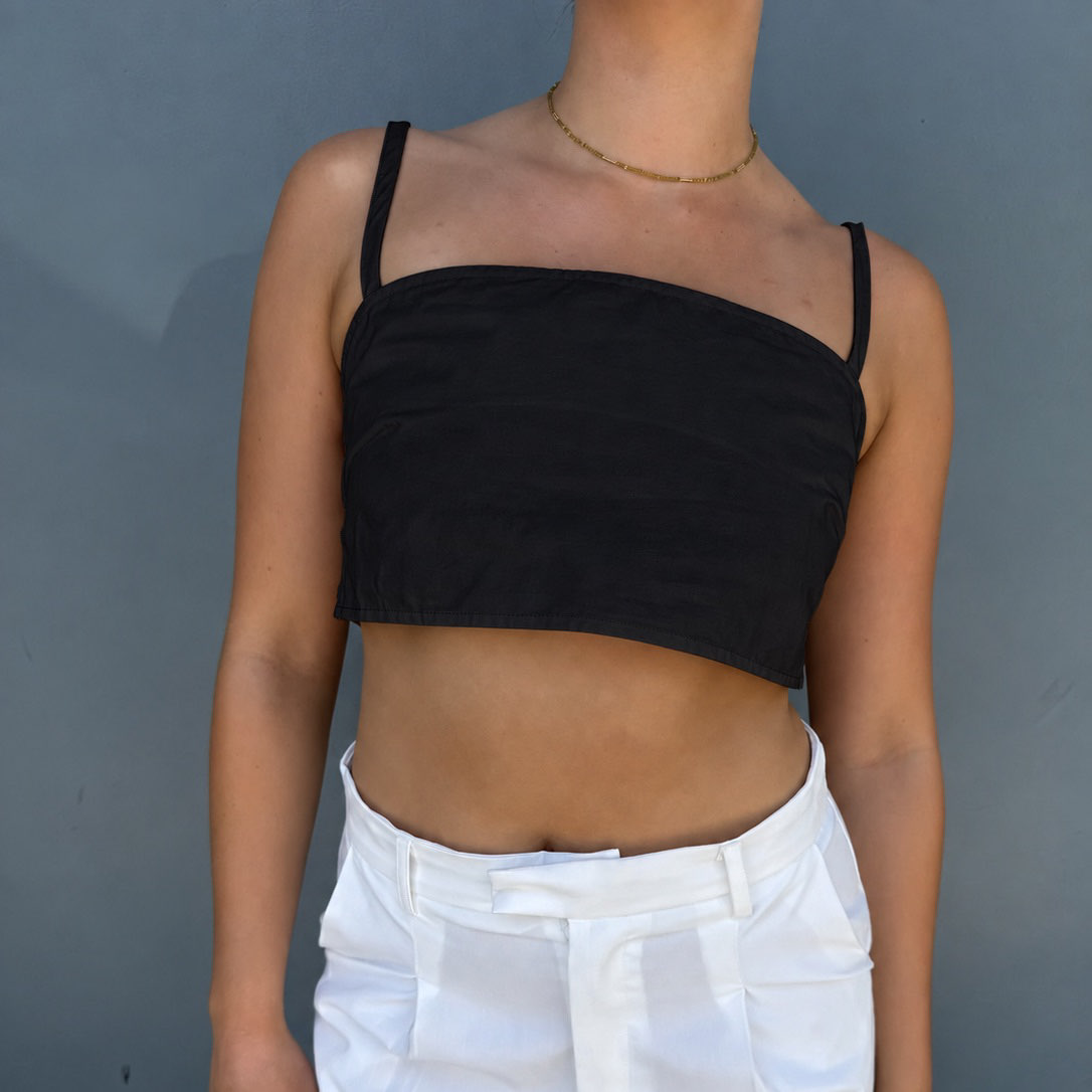 Black Ring Detail Crop Top