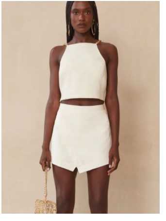 Cream Chain-Back Halter Top