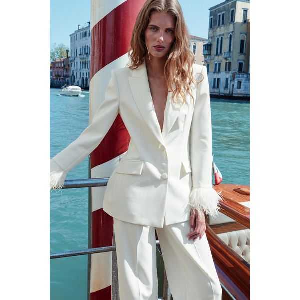Zara Feather-Trim Blazer