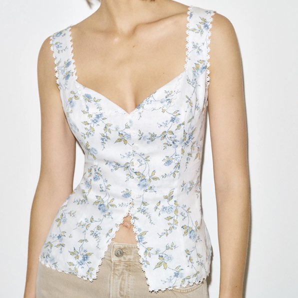 Reformation Viola Linen Top in Nostalgia