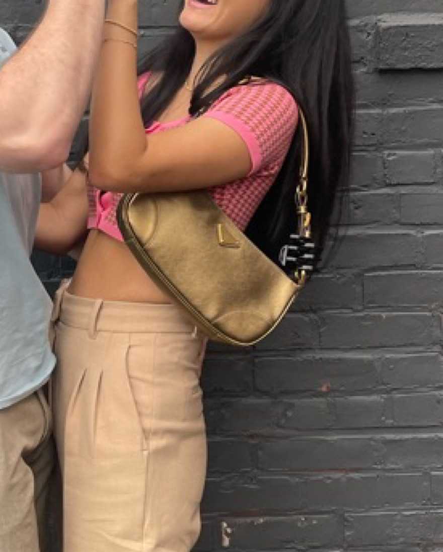 Prada Leather Shoulder Bag Bronze/gold
