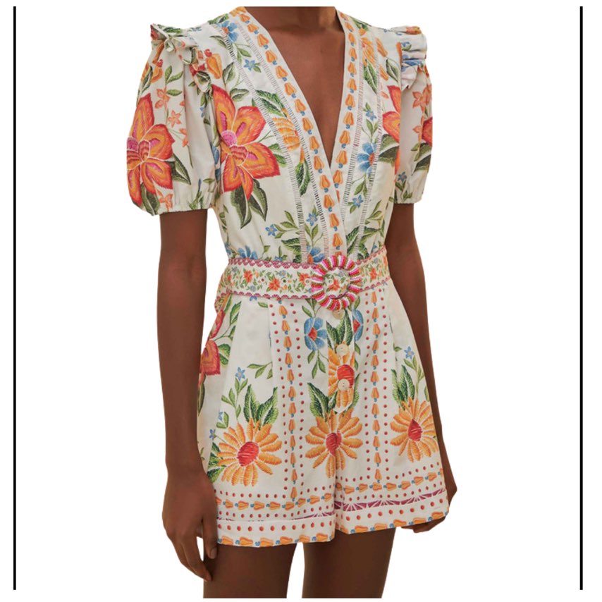 Farm Rio Off-white bloom garden romper