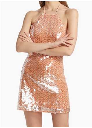 Peach Sequin Strapless Mini Dress