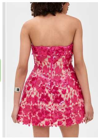 Fuchsia Sequin Floral Strapless Mini Dress