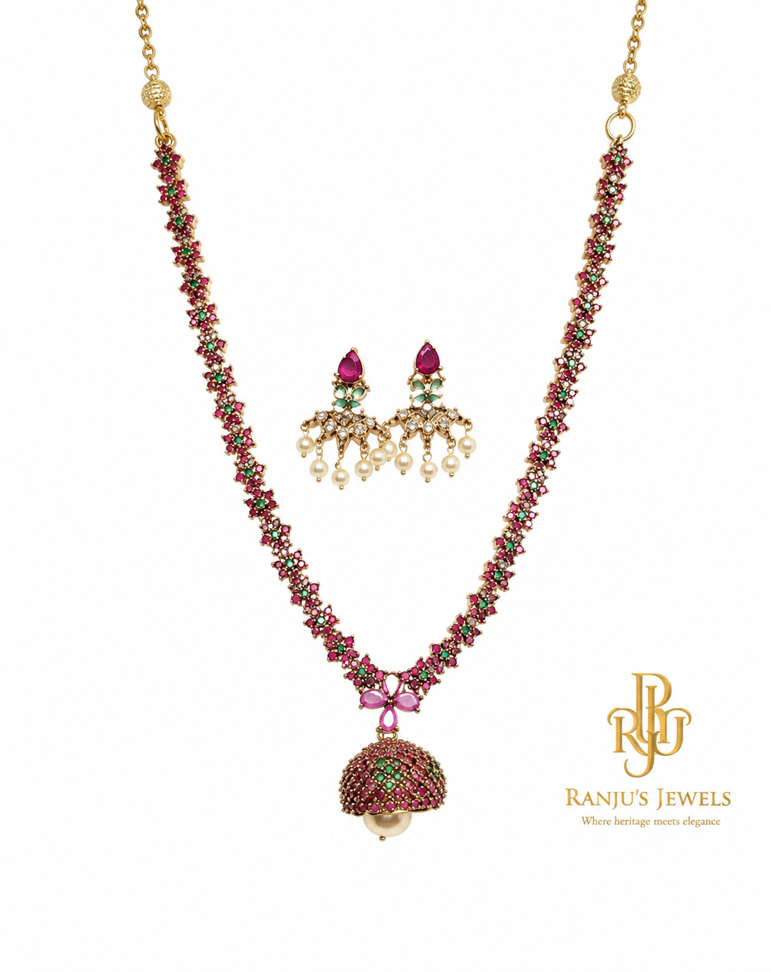 RJ007 Ratna Jhumki Pendant Necklace