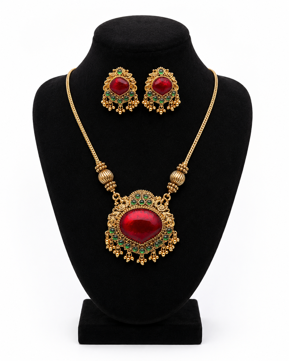 RJ046 Ruby Rajasi Pendant Set