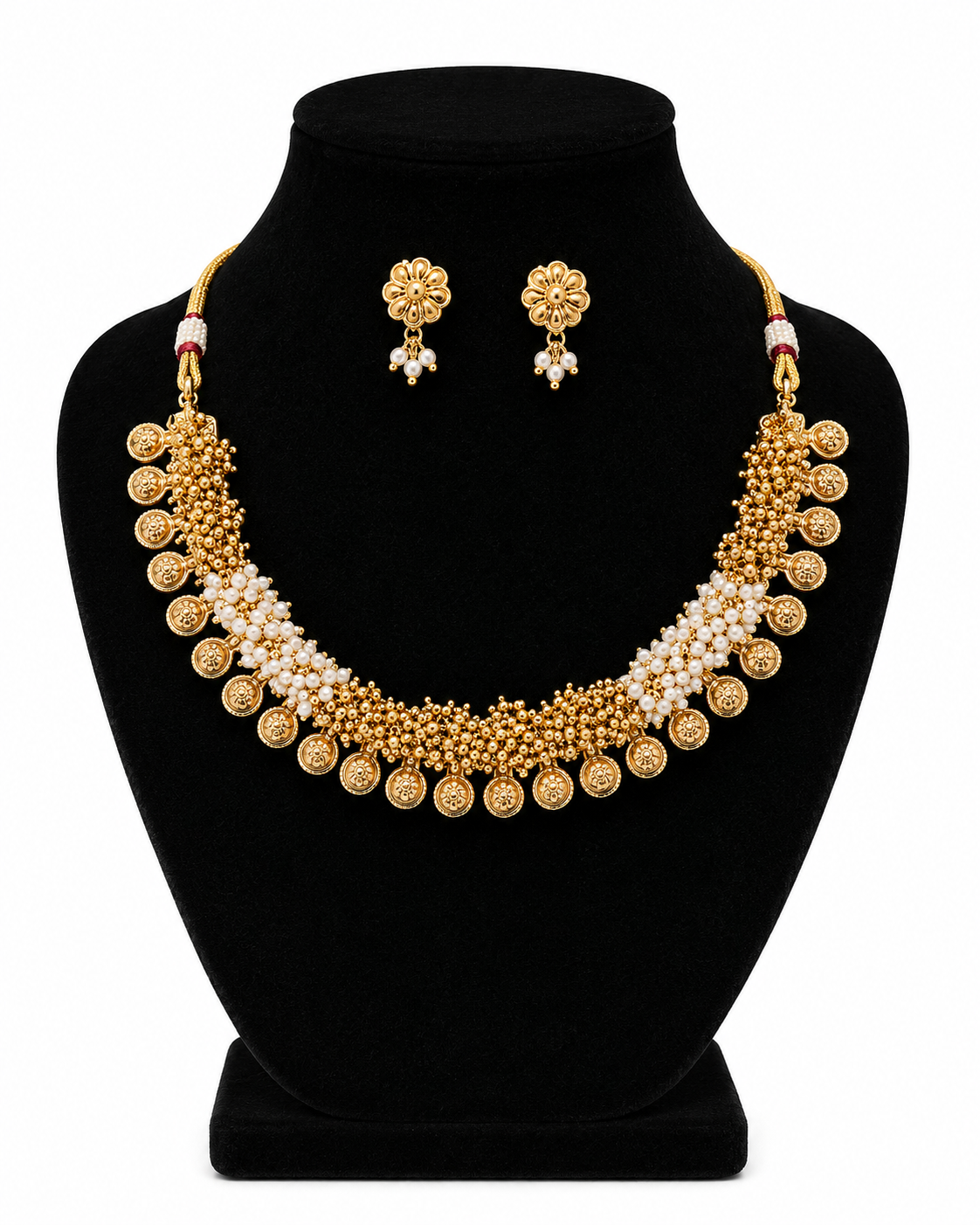 RJ070 Coin & Pearl Necklace