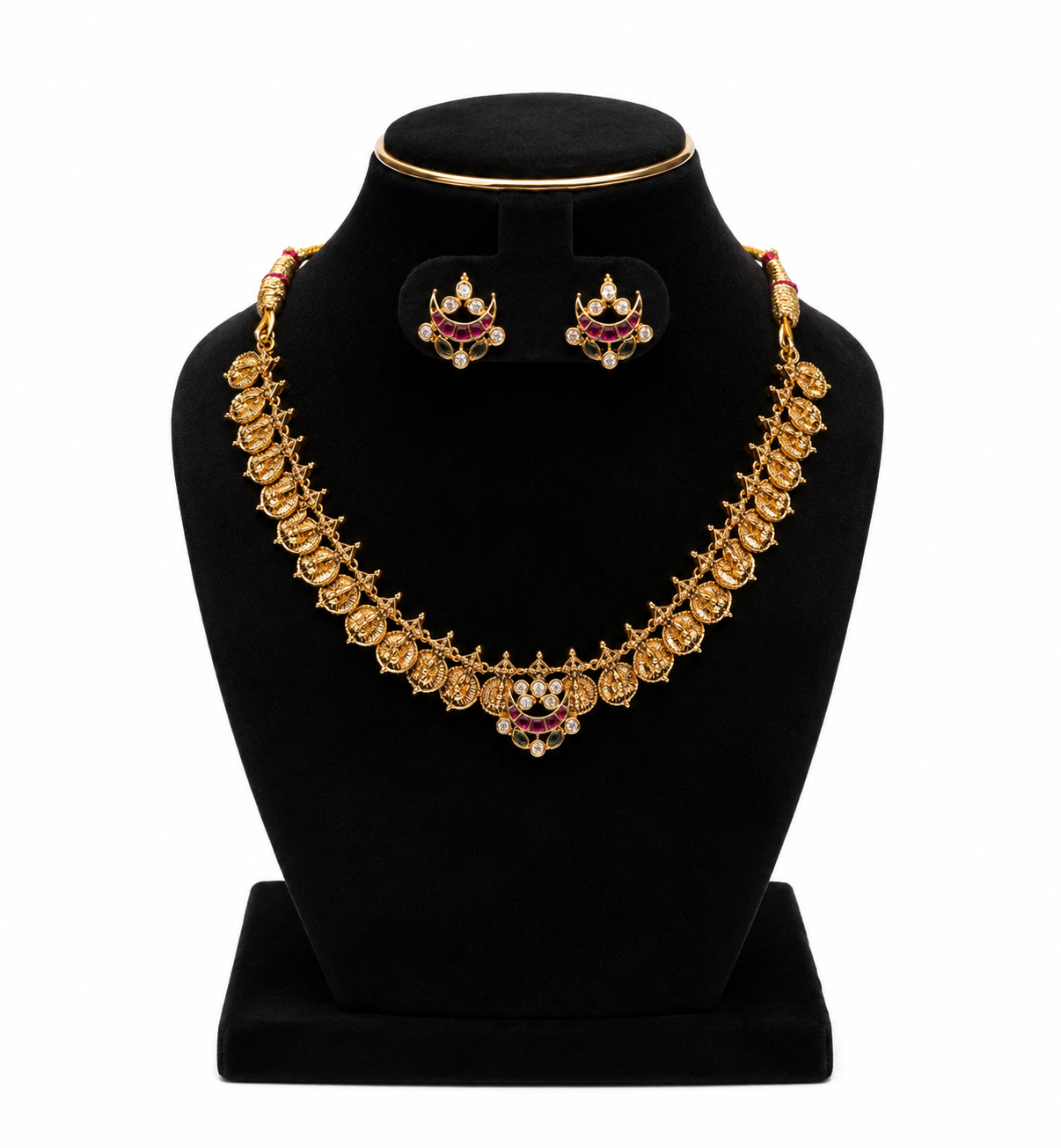 RJ071 Ruby Lakshmi Coin Necklace