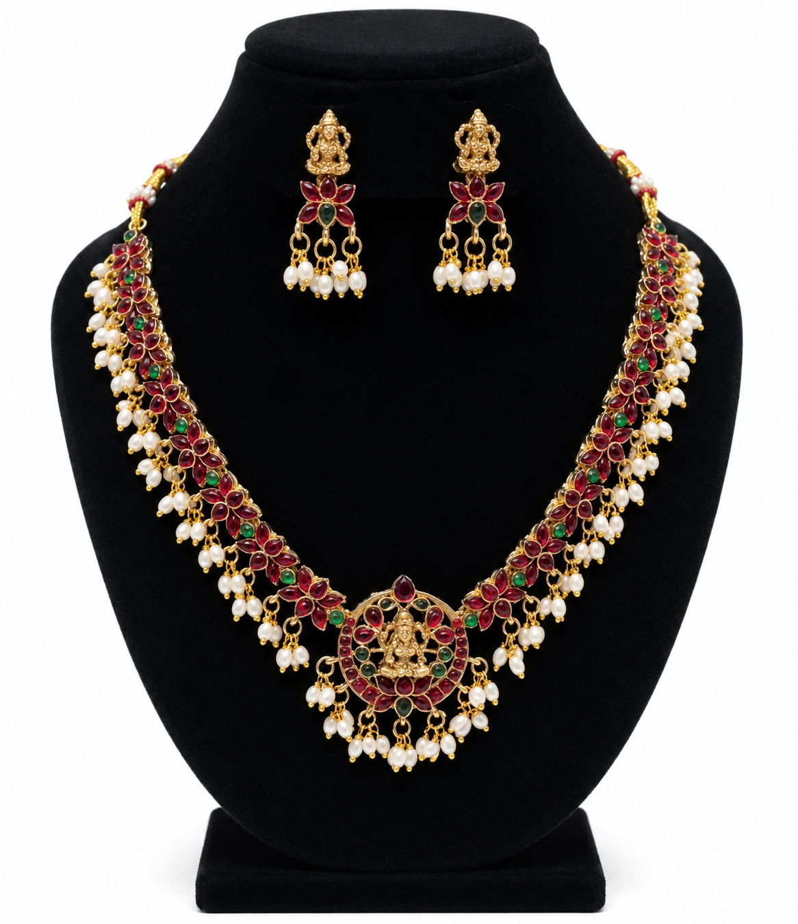 RJ104 Kemp stone Lakshmi Necklace