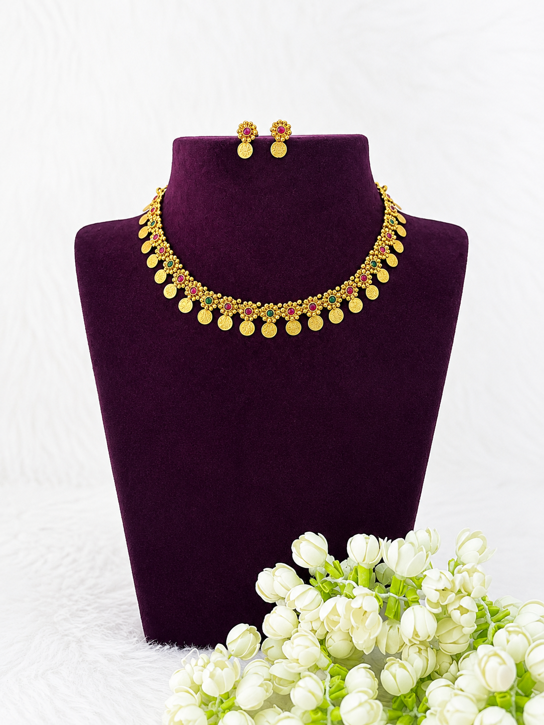 RJ133 Coin Floral Necklace Set