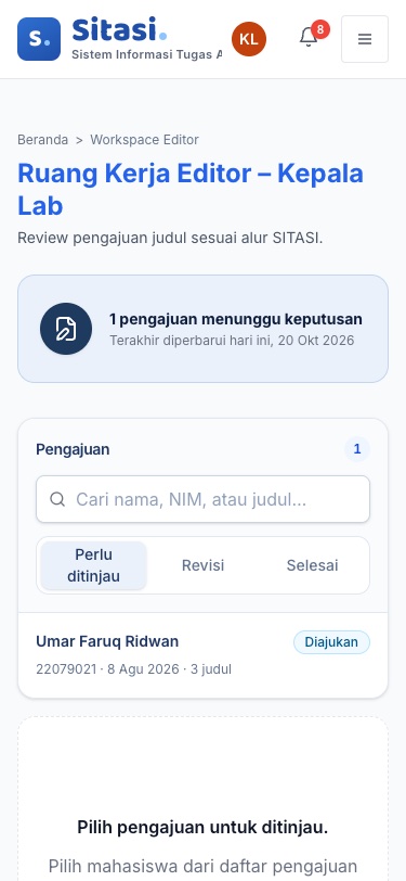 Daftar antrean pada layar ponsel