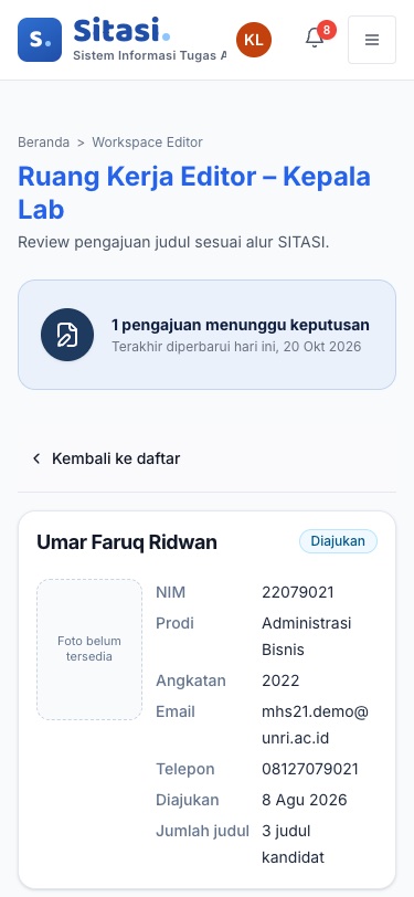 Rincian pengajuan pada layar ponsel