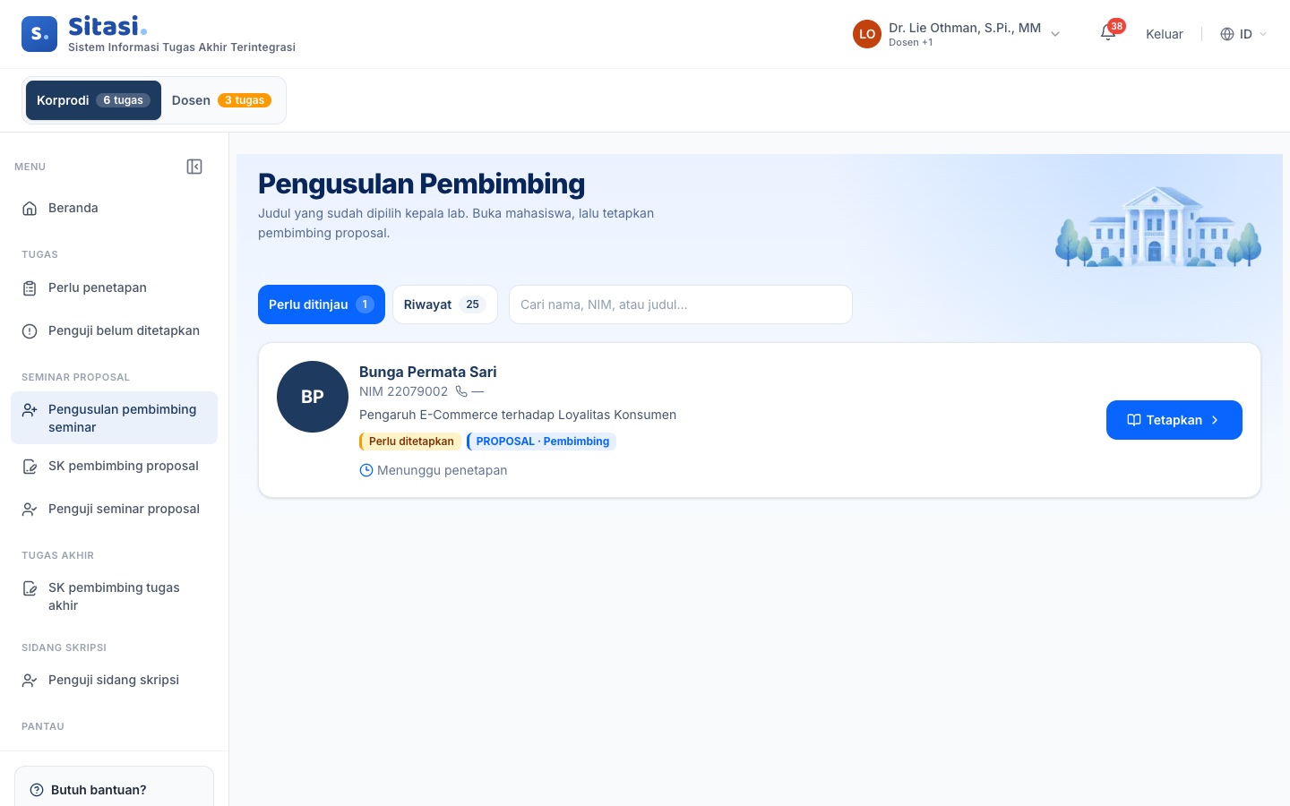 Daftar Pengusulan Pembimbing
