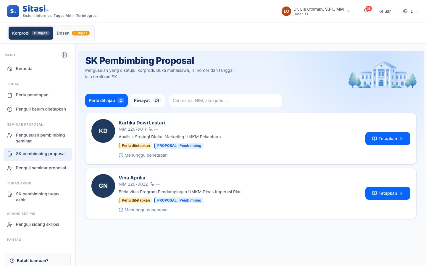 Daftar SK Pembimbing Proposal