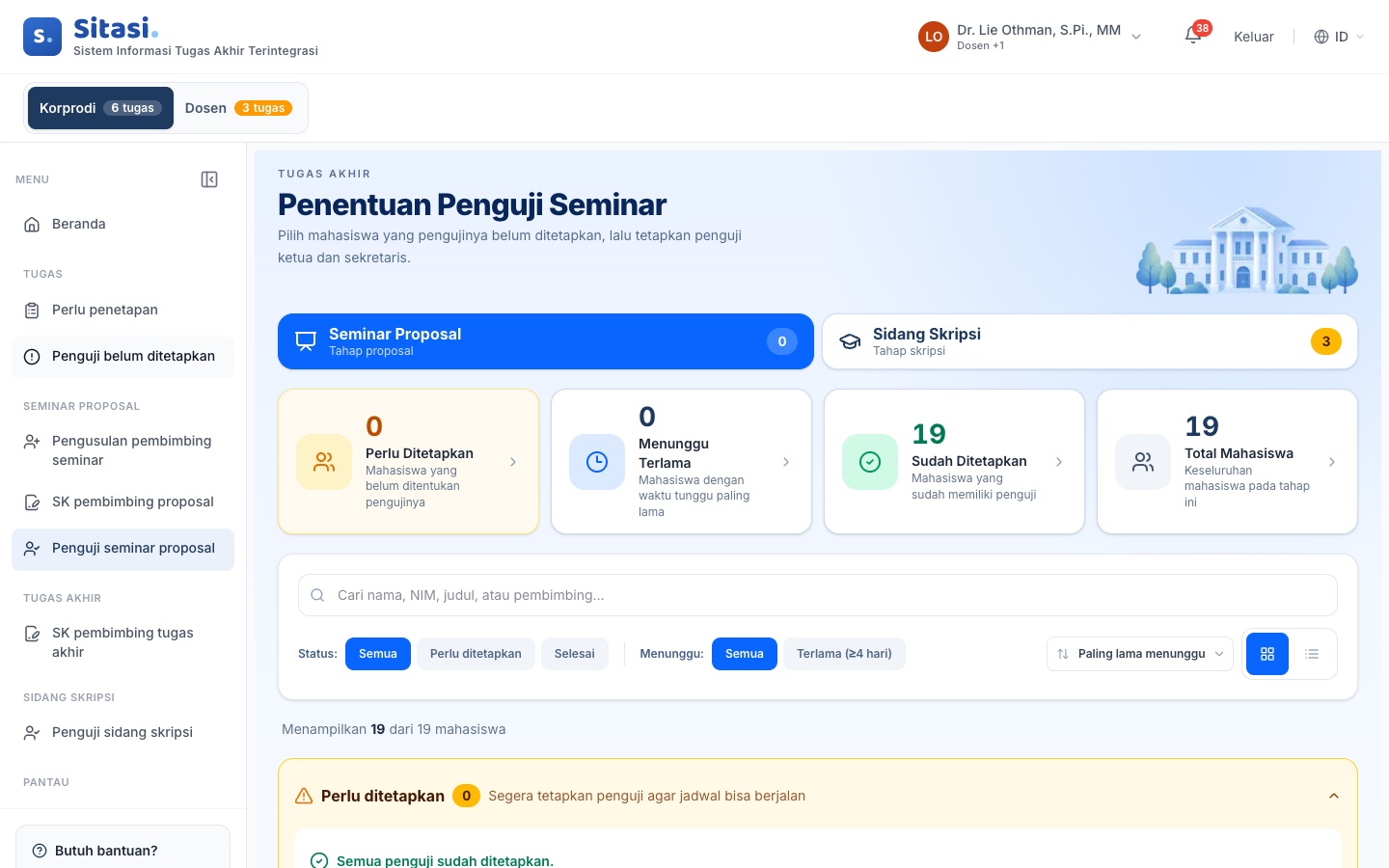 Daftar Penentuan Penguji Seminar