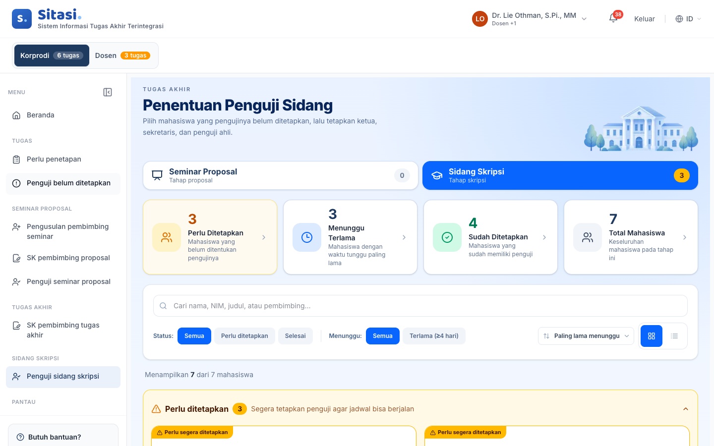 Daftar Penentuan Penguji Sidang