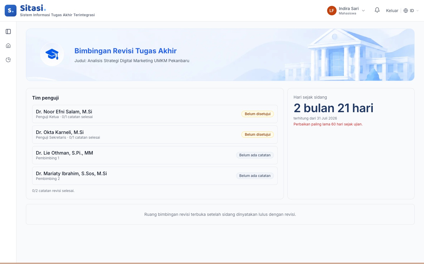 Halaman Bimbingan Revisi Tugas Akhir