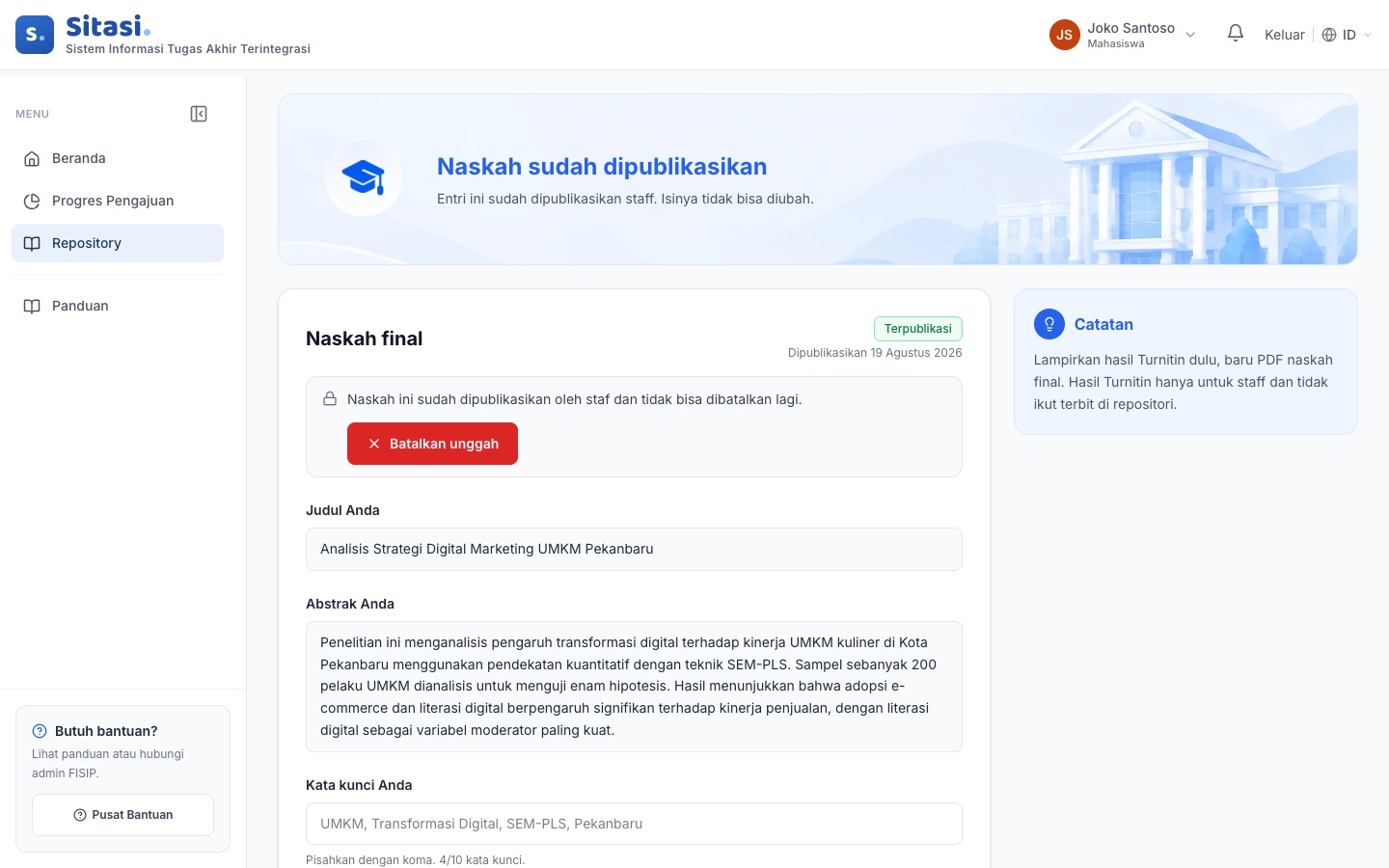 Naskah yang sudah dipublikasikan