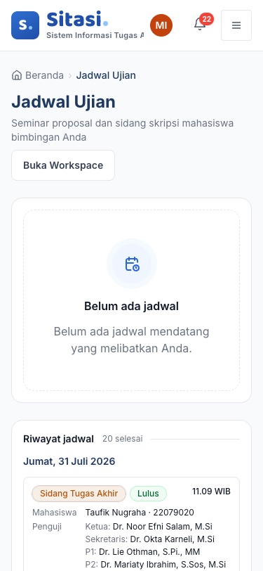 Jadwal Ujian pada layar ponsel