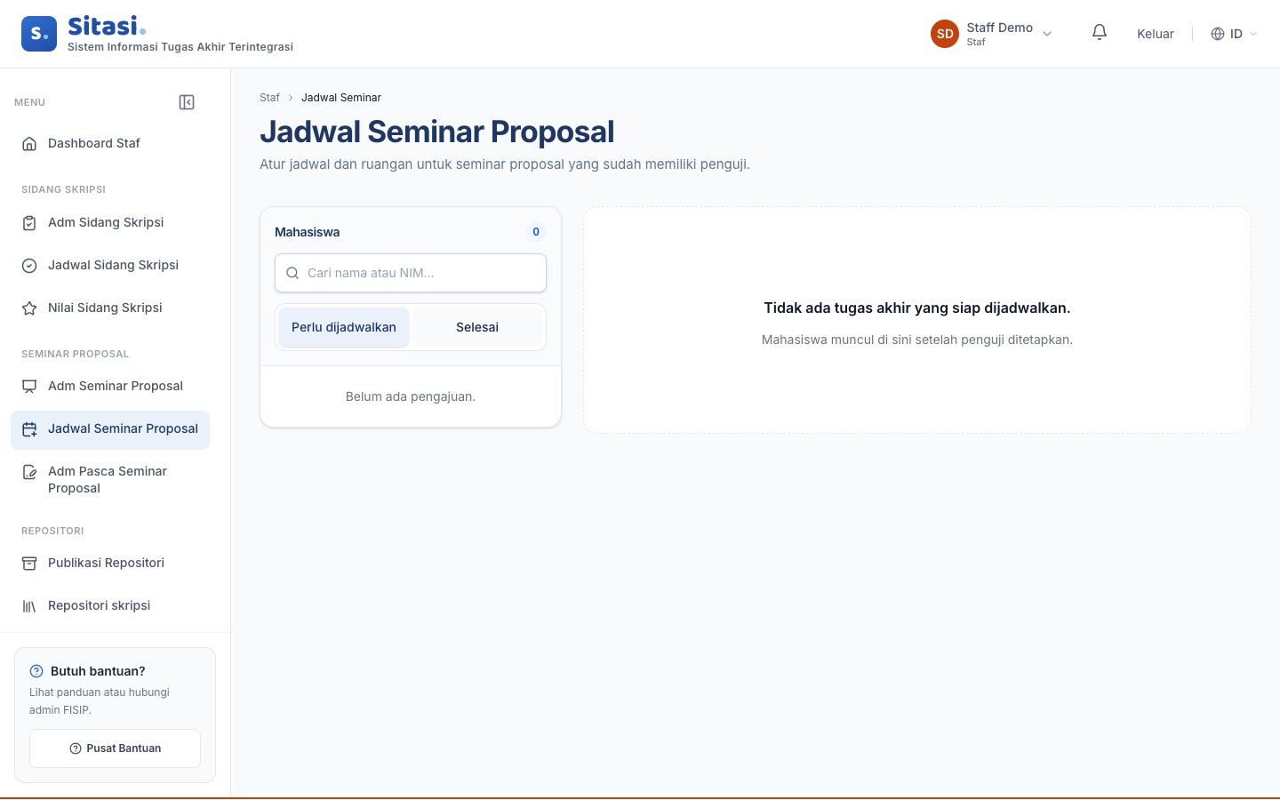 Halaman Jadwal Seminar Proposal