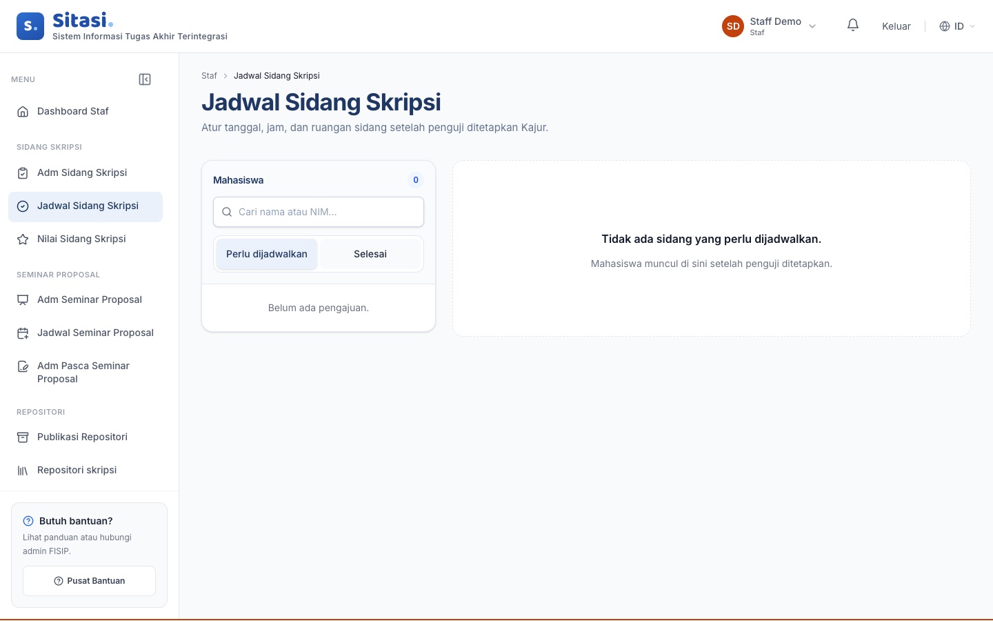 Halaman Jadwal Sidang Skripsi