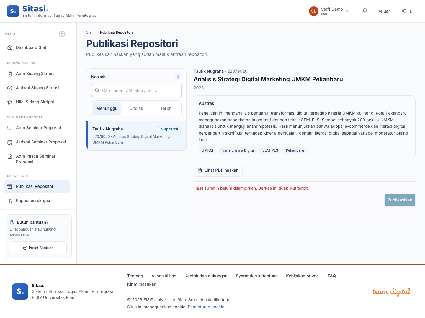 Halaman Publikasi Repositori