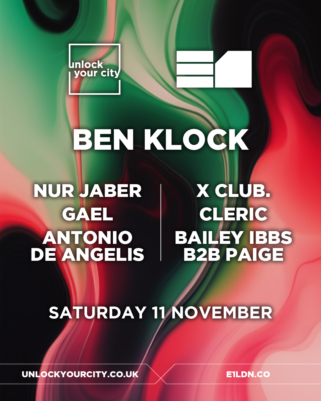 E1 x UYC: Ben Klock, Nur Jaber, X Club. + more E1