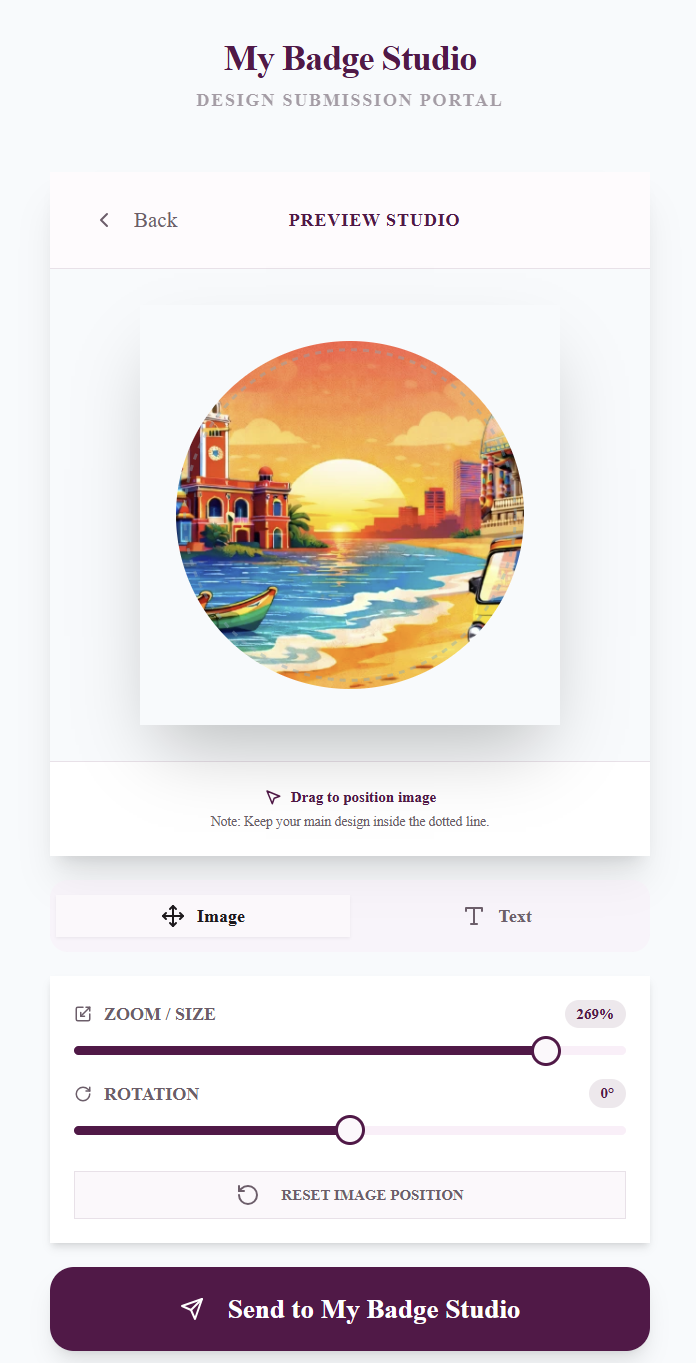 My Badge Studio Design Submission Portal UI