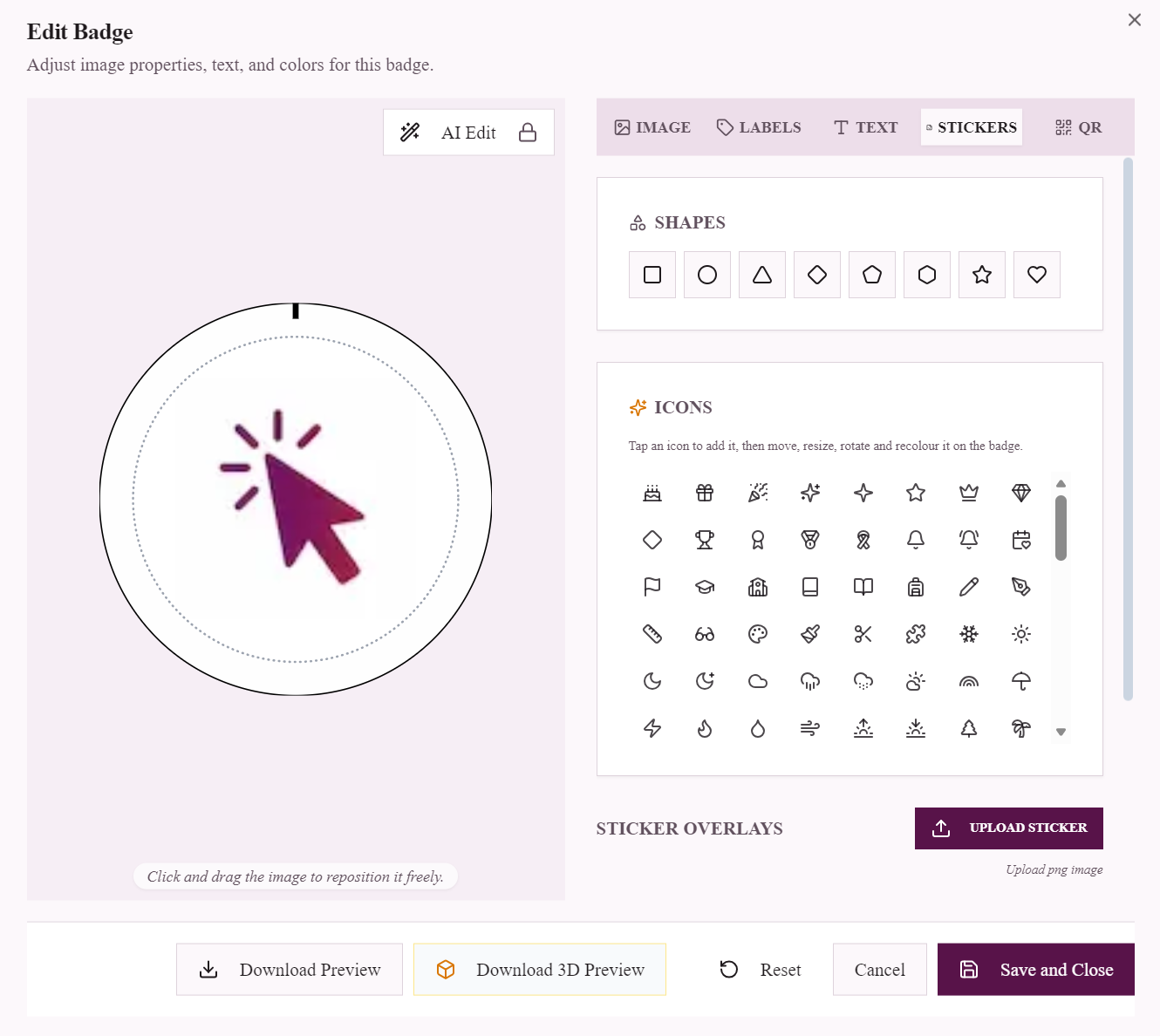 How to Add Shapes and Icons to Your Badge or Magnet Design