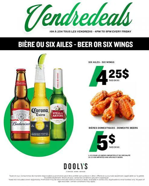 Vendredeals — six wings at Dooly's