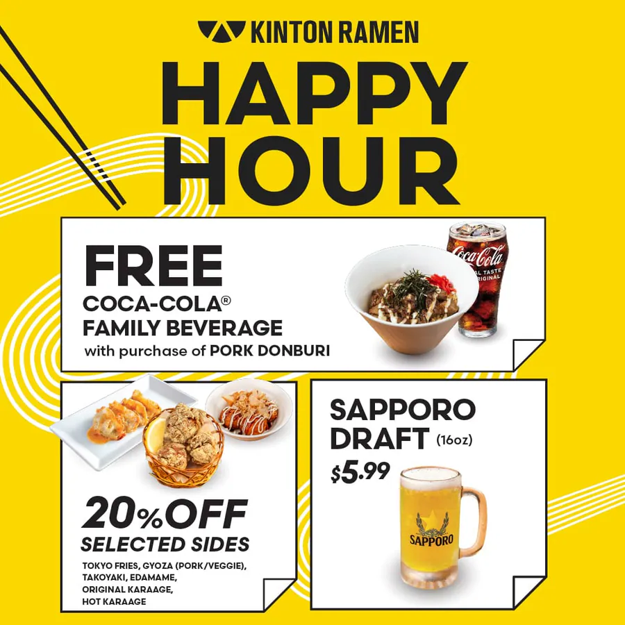 $5.99 Sapporo draft — afternoon and Québec late night at KINTON Ramen