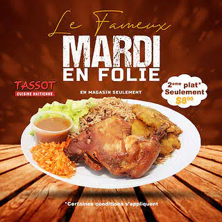 Mardi en Folie !!!!! Second Griot Or Chicken Plate Deuxieme Griot Ou Poule at Tassot Creole