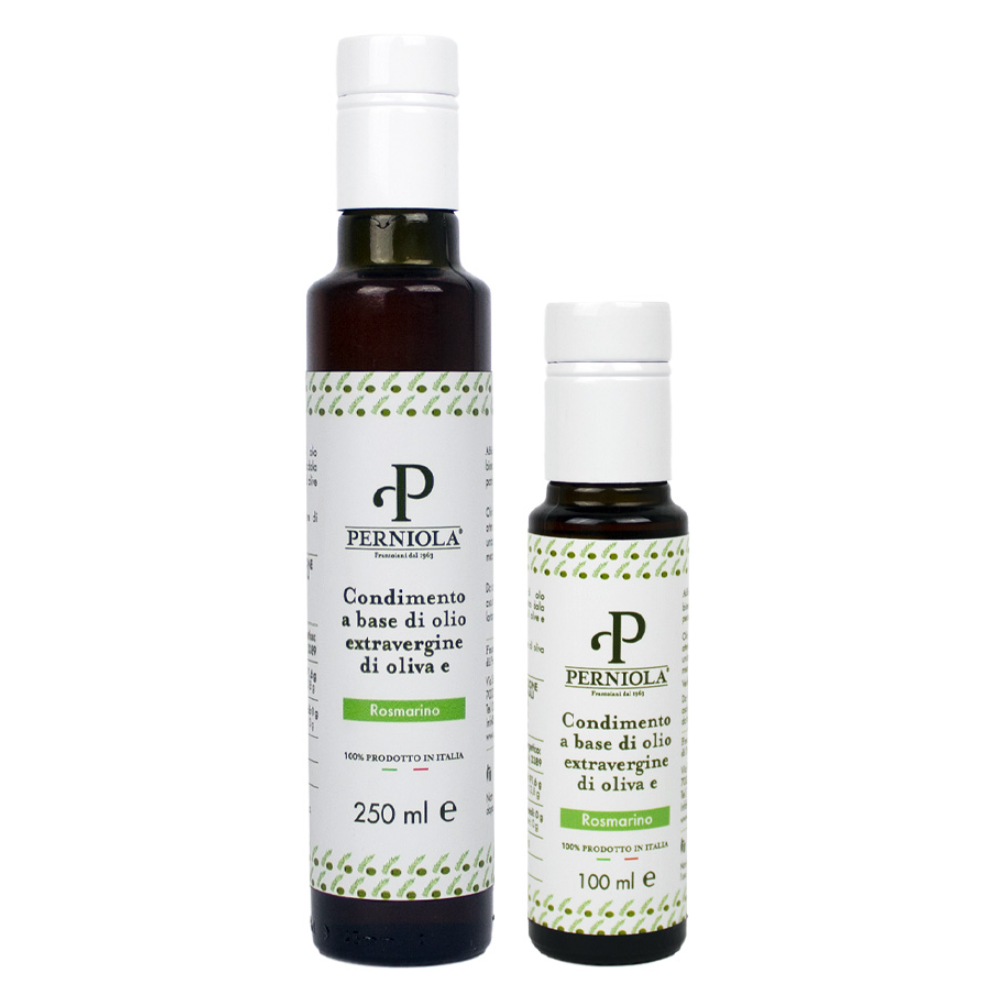 Olio Estratto a Freddo Aromatizzato al Rosmarino in Bottiglie di Vetro da 100ml o 250ml