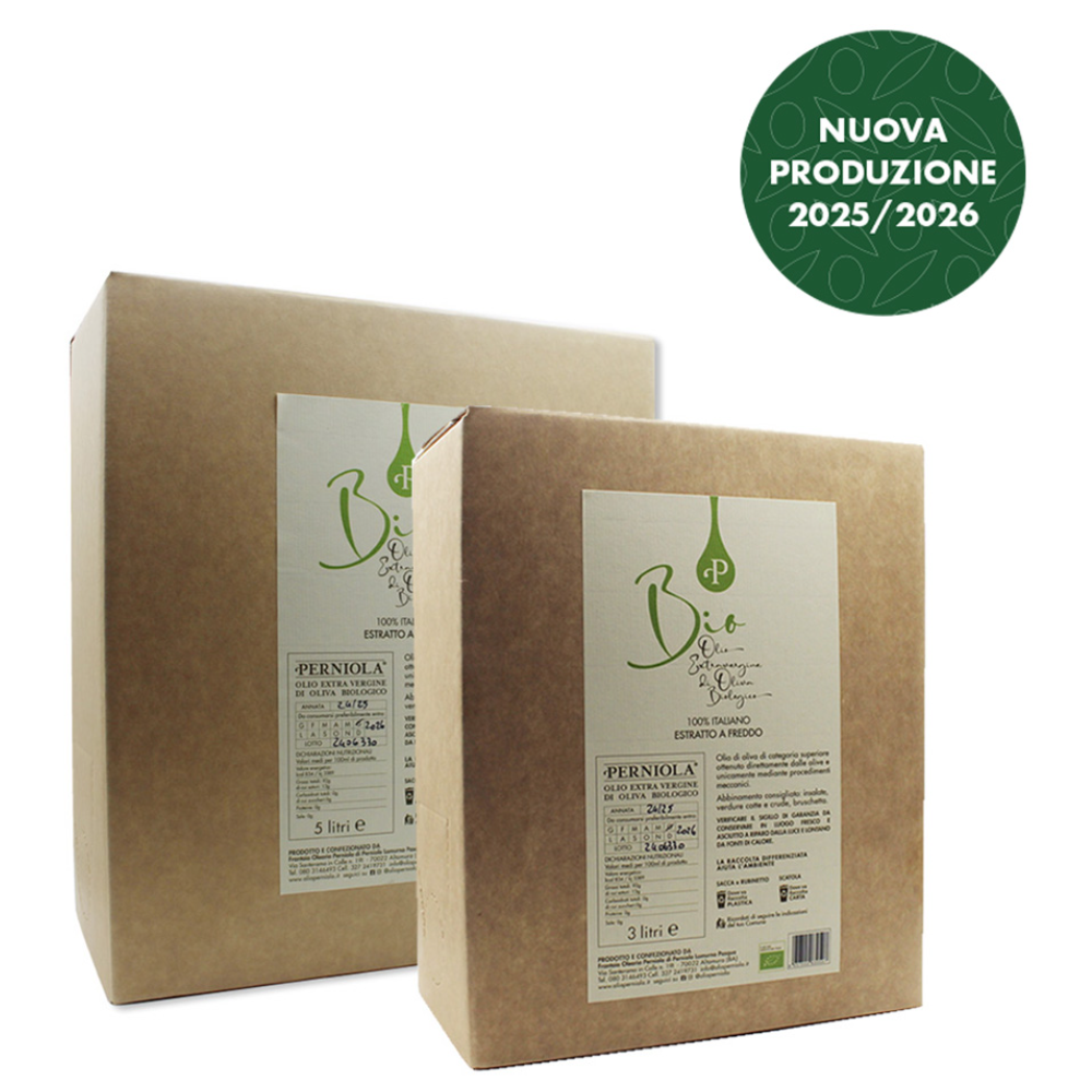Bag in Box di Olio Extra Vergine di Oliva Biologico da 3 Litri e 5 Litri
