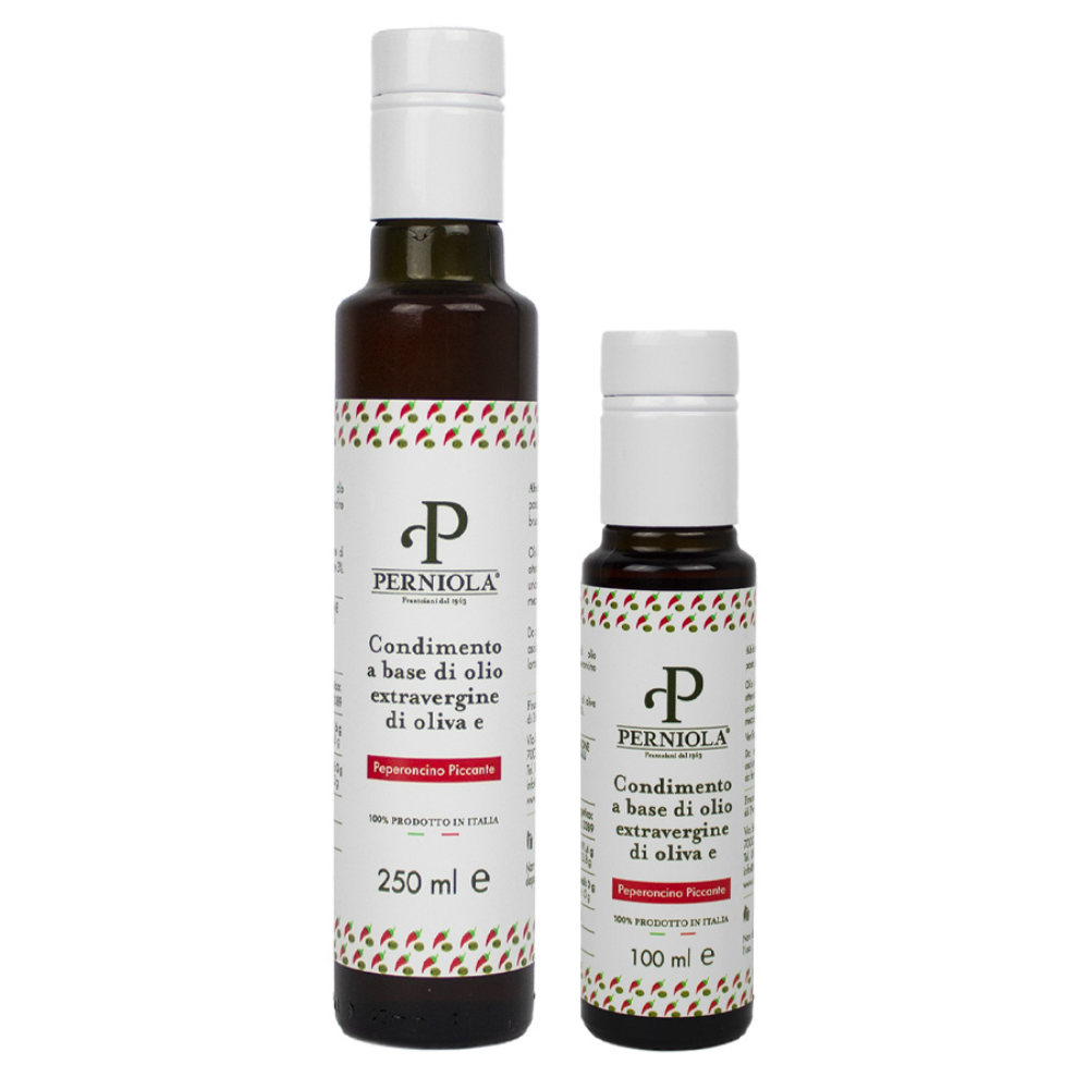 Olio Aromatizzato al Peperoncino Piccante in Bottiglie di Vetro da 100ml o 250ml