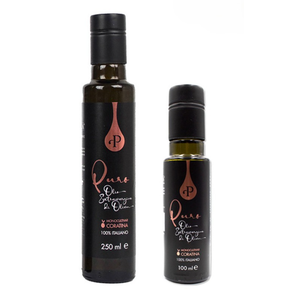 12 Pezzi di Olio Extravergine di Oliva Monocultivar Coratina in Bottiglia da 100ml o 250ml 