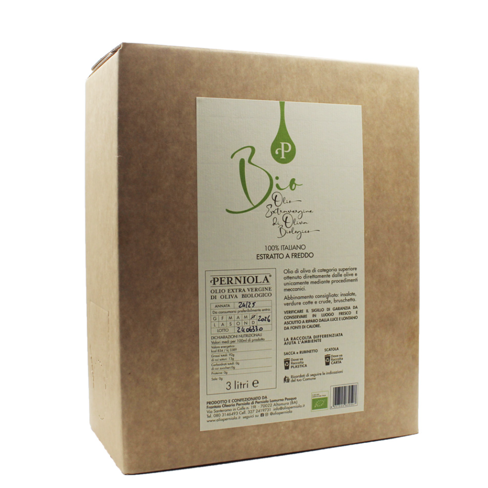 Bag in Box di Olio Extra Vergine di Oliva Biologico da 3 Litri e 5 Litri