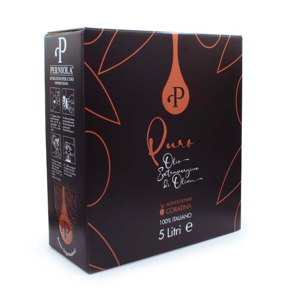 Bag in Box di Olio Extra Vergine di Oliva Monocultivar Coratina da 3 Litri o 5 Litri