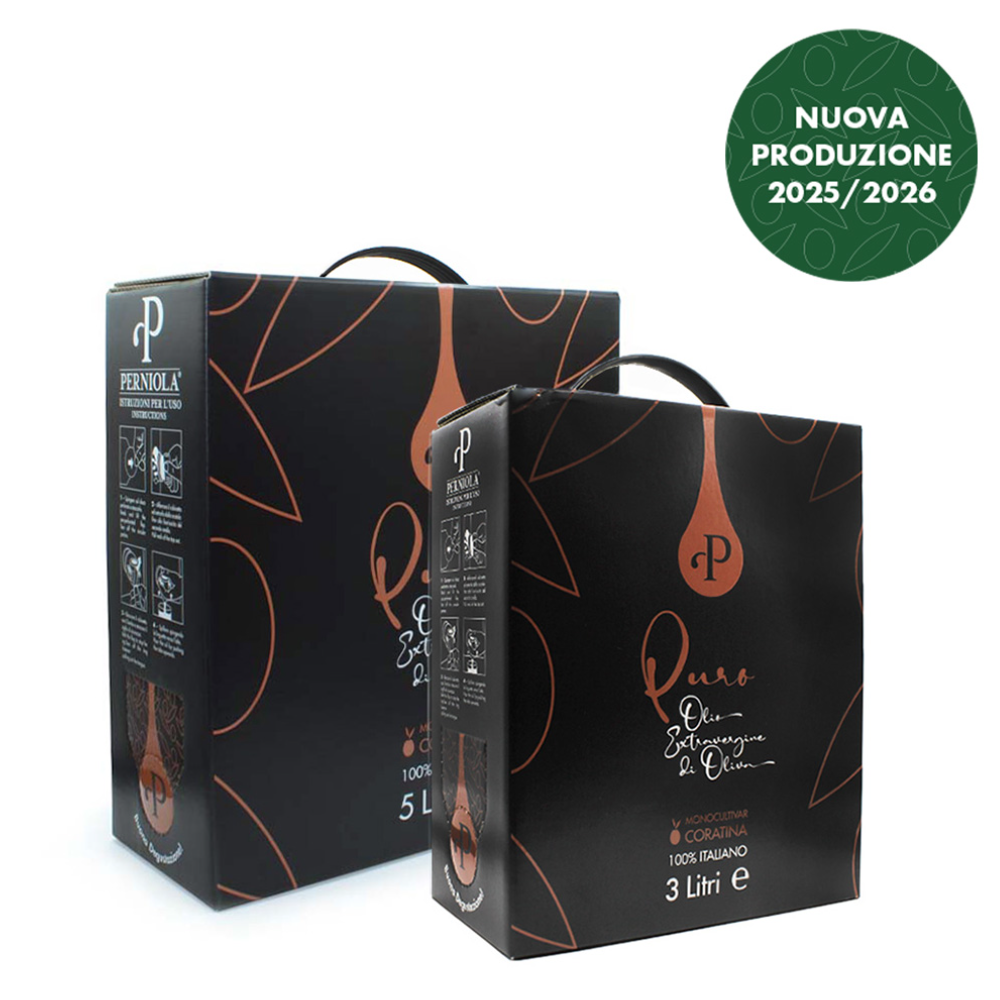 Bag in Box di Olio Extra Vergine di Oliva Monocultivar Coratina da 3 Litri o 5 Litri