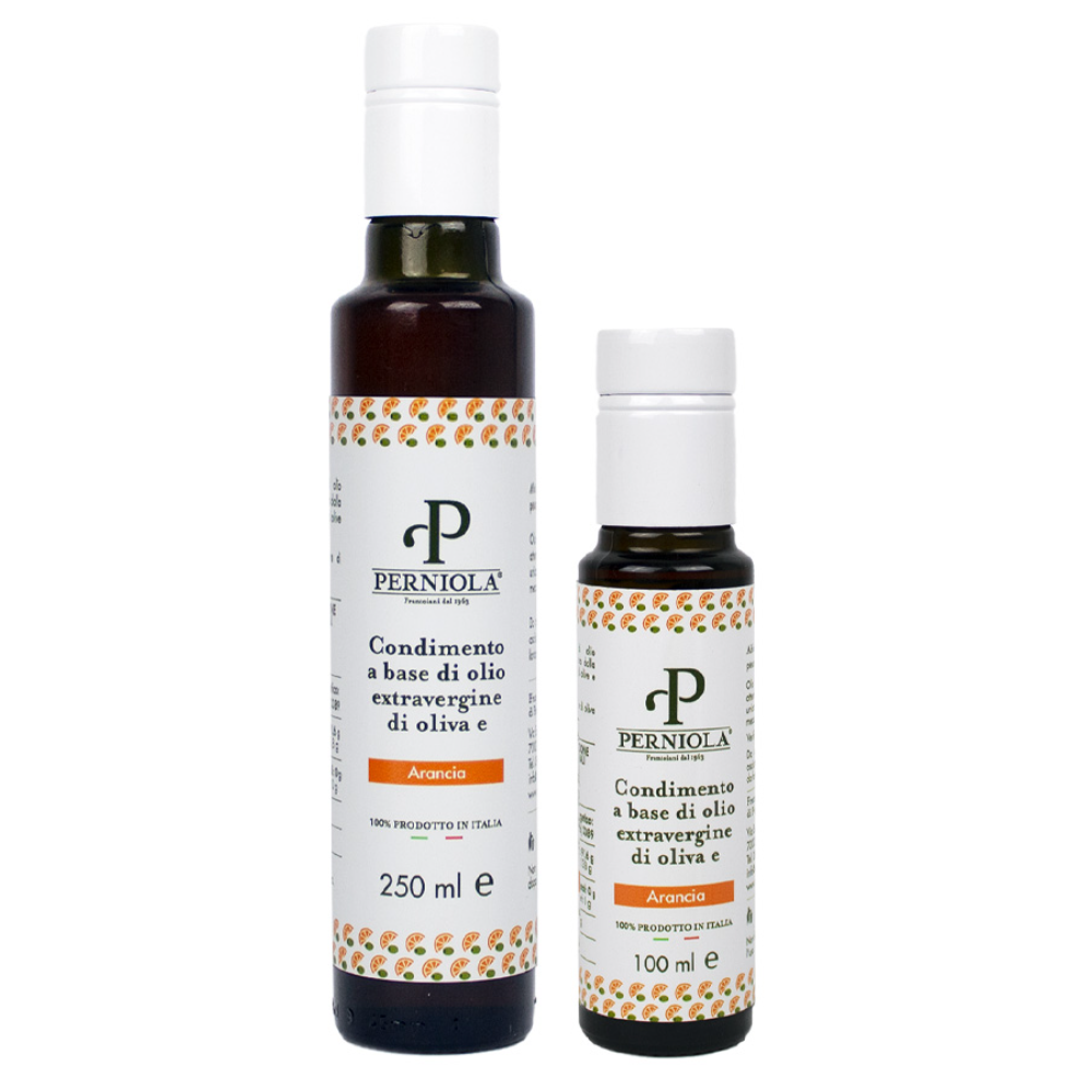 Olio Estratto a Freddo Aromatizzato all'Arancia in Bottiglie di Vetro da 100ml o 250ml